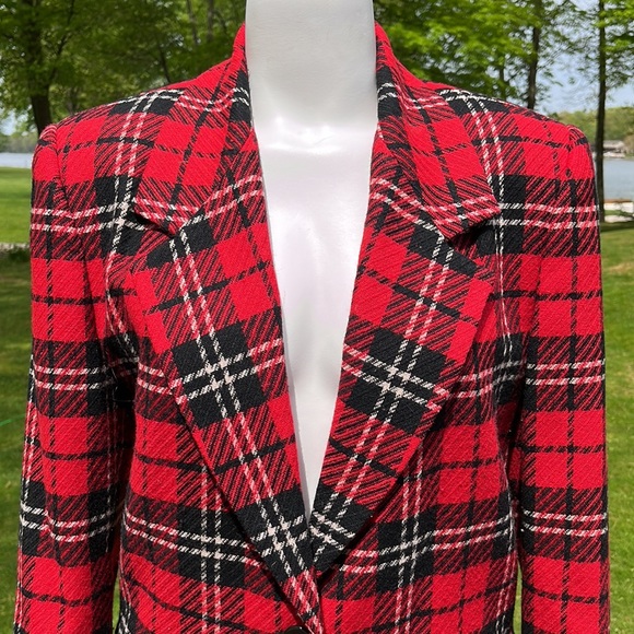 Talbots vintage roomy wool blend plaid blazer L - Picture 2 of 10